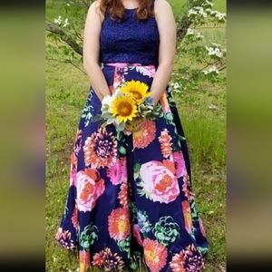 Blue Two-piece Prom Dress